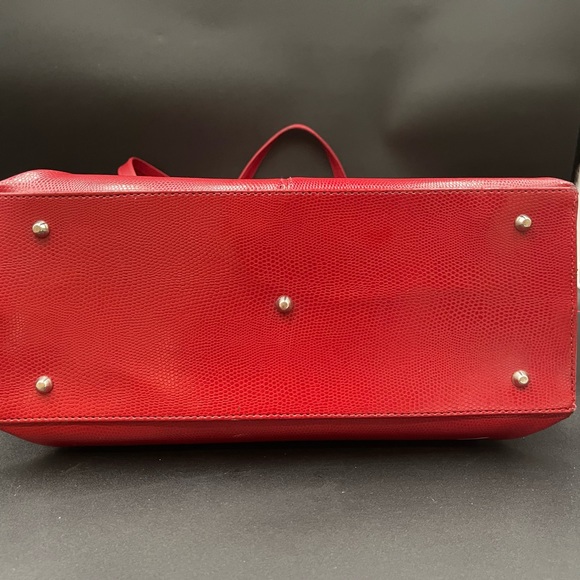 Tuci Italia Red Leather Reptile Embossed Tote - Picture 9 of 14